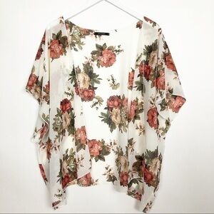 Color Swatch Floral Kimono Cardigan Top Size L